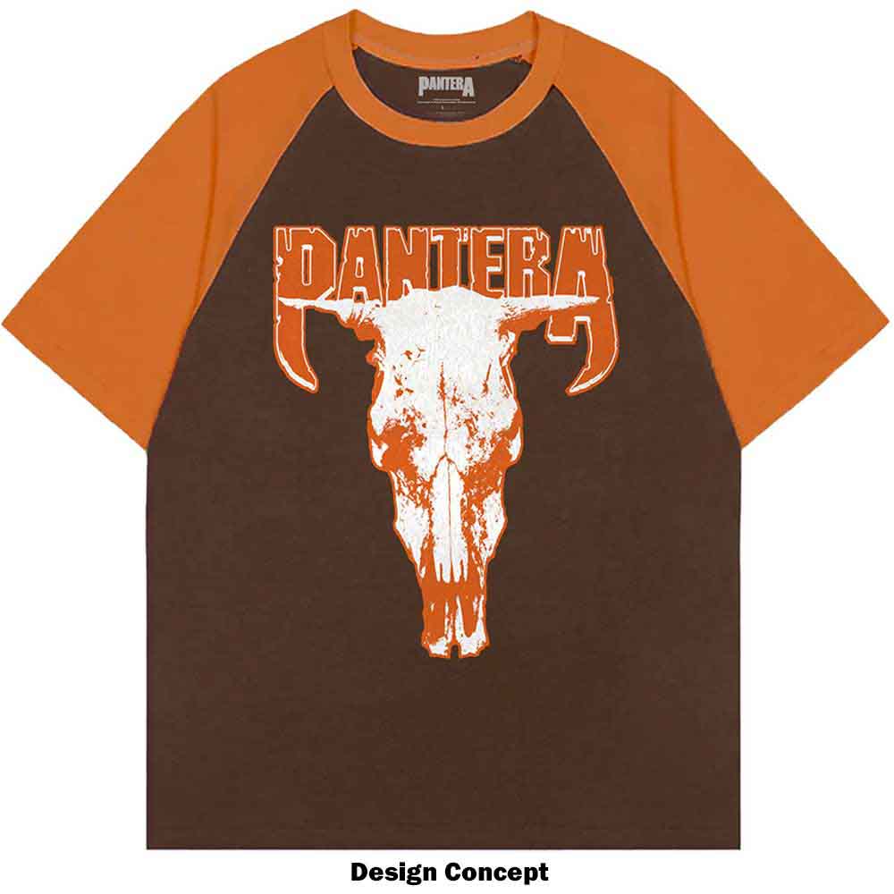 Pantera Unisex Raglan T-Shirt: Skull (Brown & Orange)