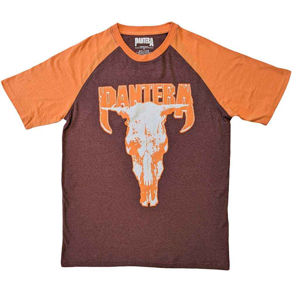 Pantera Unisex Raglan T-Shirt: Skull (Brown & Orange)