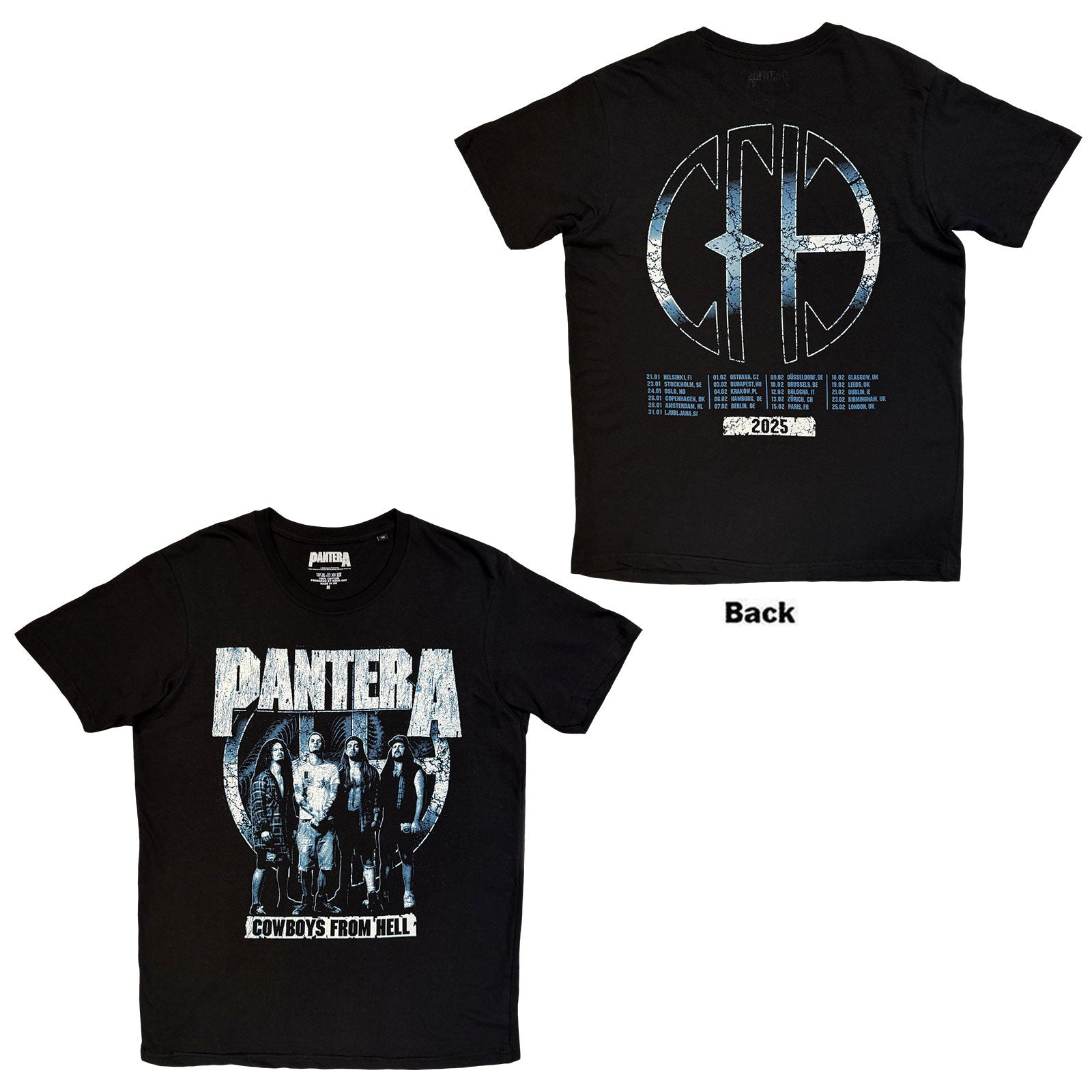 Pantera Unisex T-Shirt: Cowboys From Hell Tour '25 (Black) (Back Print)