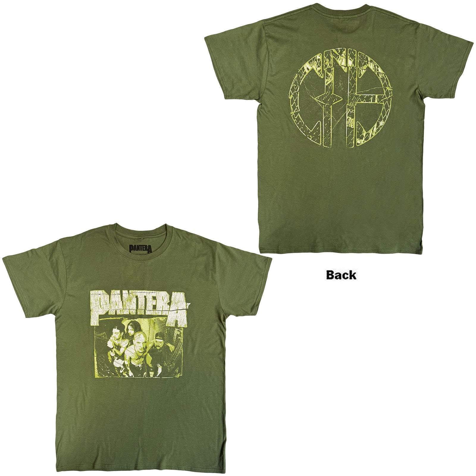 Pantera Unisex T-Shirt: Green Logo (Green) (Back Print)