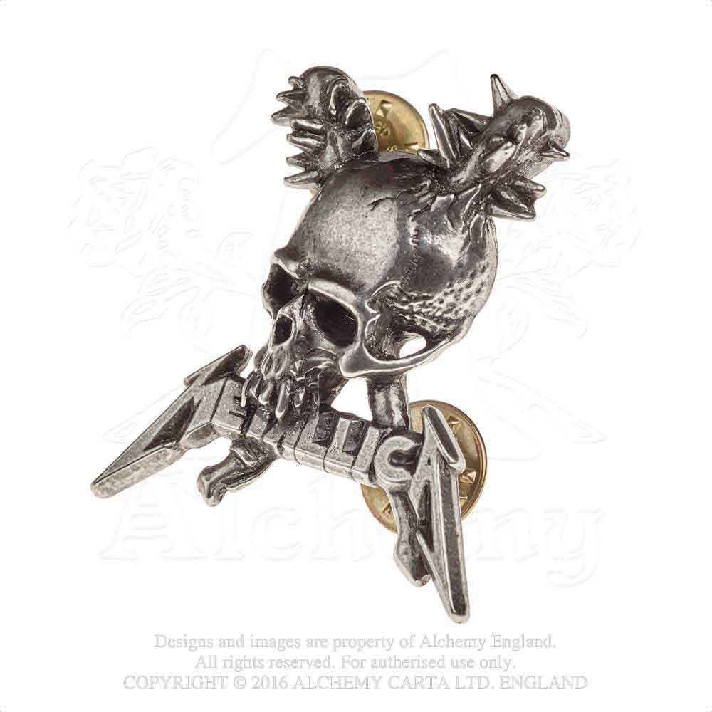 Metallica Pin Badge: Damage including skull