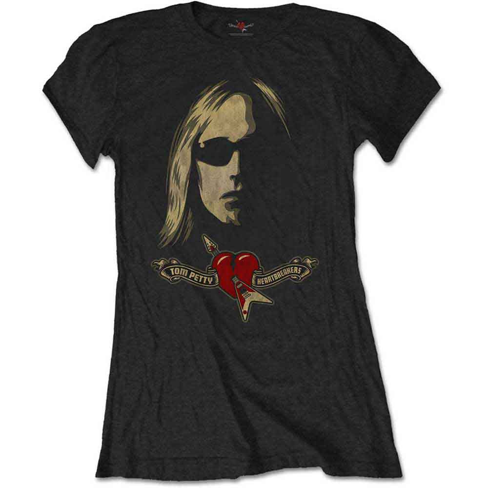 Tom Petty & The Heartbreakers Ladies T-Shirt: Shades & Logo (Black)