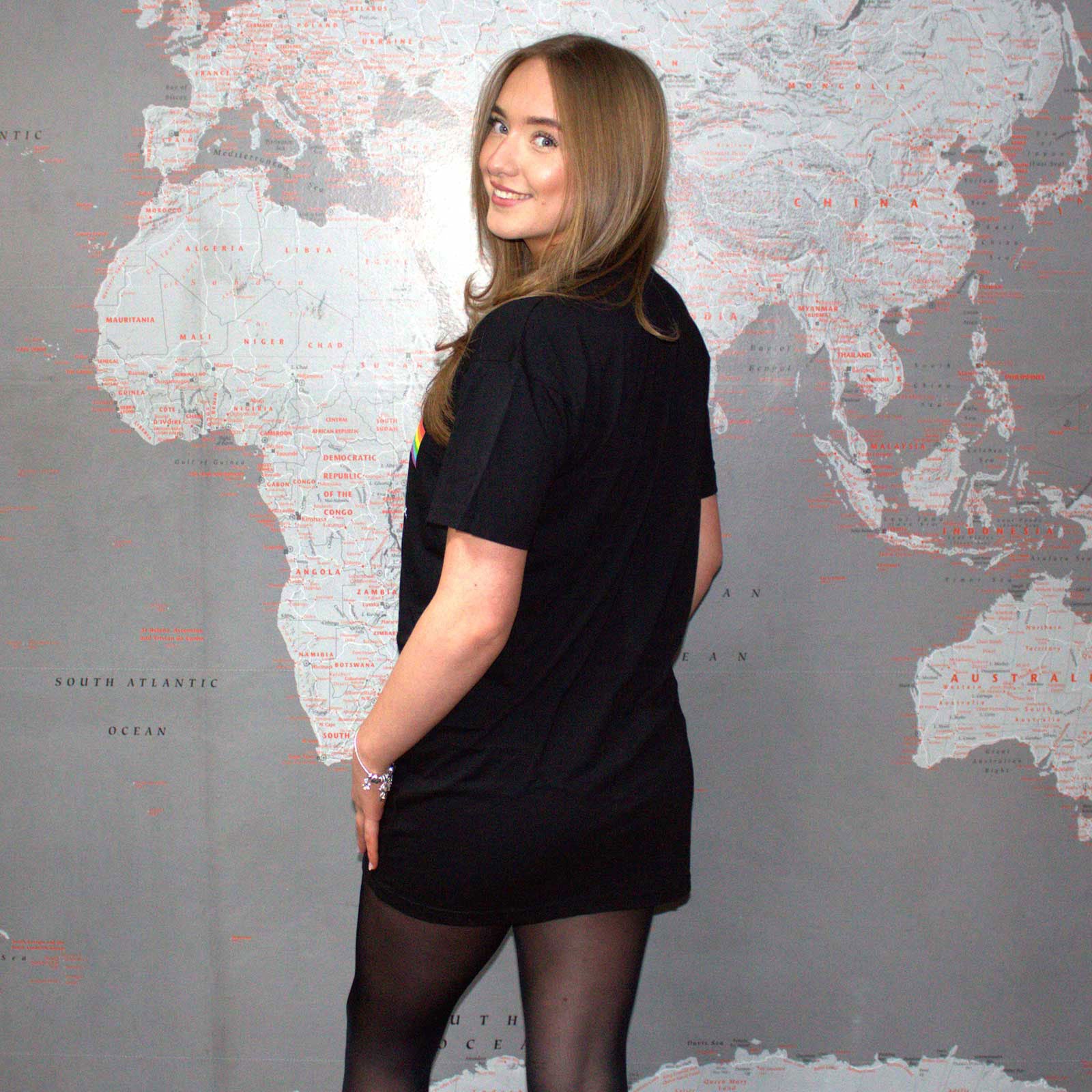 Pink Floyd Ladies T-Shirt Dress: Dark Side Of The Moon Courier (Black)