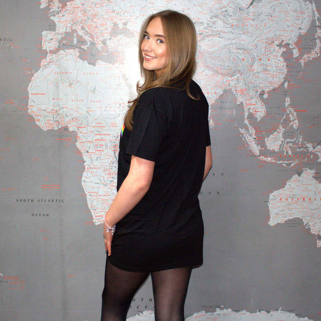 Pink Floyd Ladies T-Shirt Dress: Dark Side Of The Moon Courier (Black)