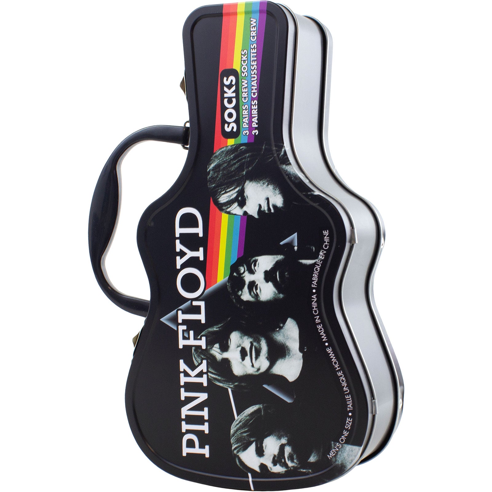 Pink Floyd Unisex Sock Guitar Tin: Logos (Black)  (UK Size 6.5 - 11)