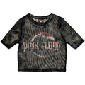 Pink Floyd Ladies Mesh Crop Top: Vintage Dark Side of the Moon Seal (Black)