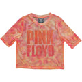 Pink Floyd Ladies Mesh Crop Top: Stacked Logo (Pink)