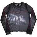 Pink Floyd Ladies Long Sleeve Mesh Crop Top: Live Band (Black)