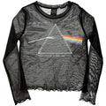 Pink Floyd Ladies Long Sleeve Mesh Crop Top: DSOTM Courier (Black)