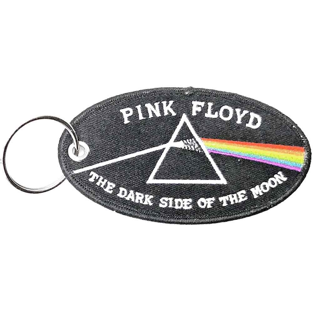 Pink Floyd Patch Keychain: Dark Side of the Moon Oval Black Border (Double Sided)