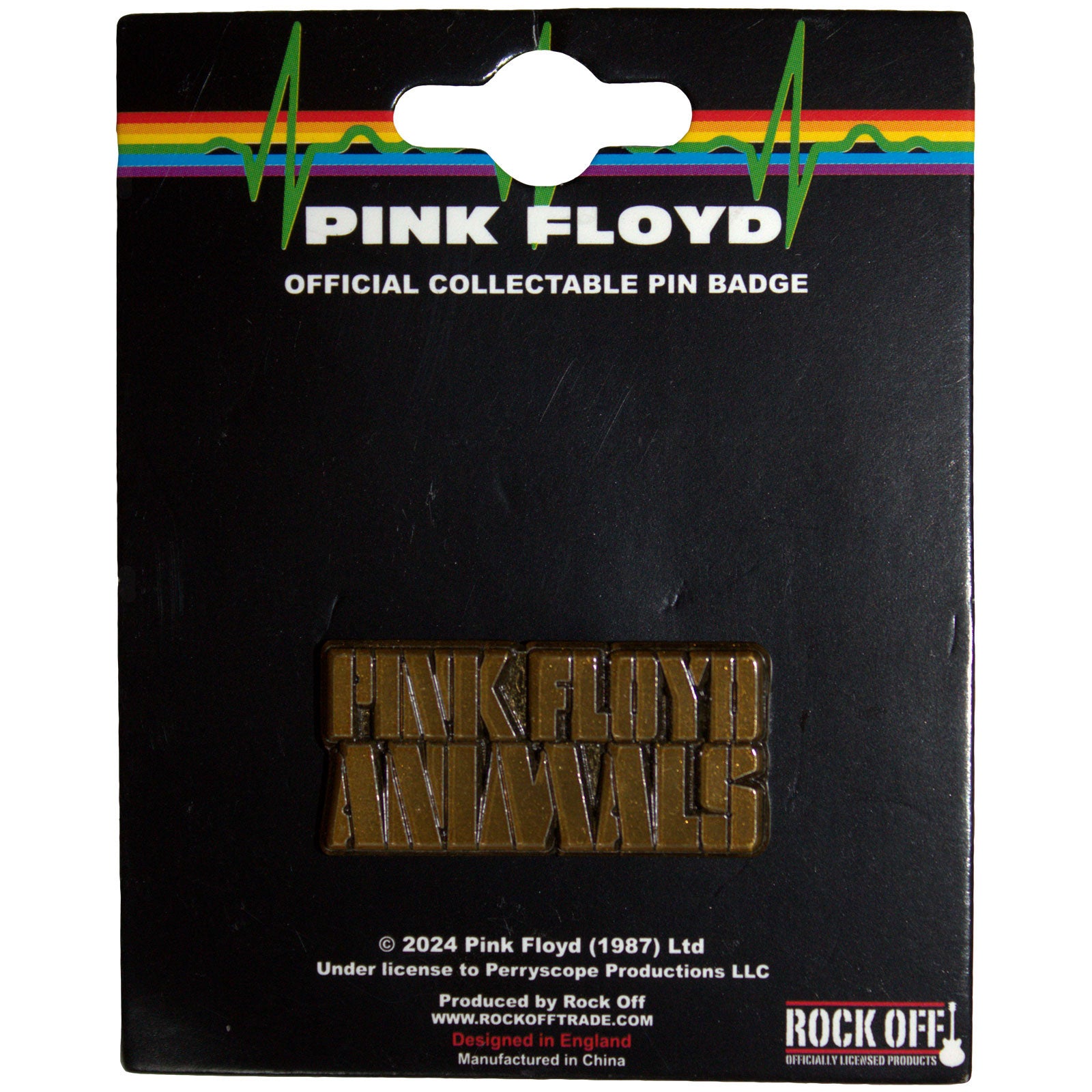 Pink Floyd Pin Badge: Animals Gold Text Logo