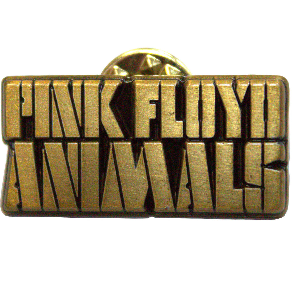 Pink Floyd Pin Badge: Animals Gold Text Logo