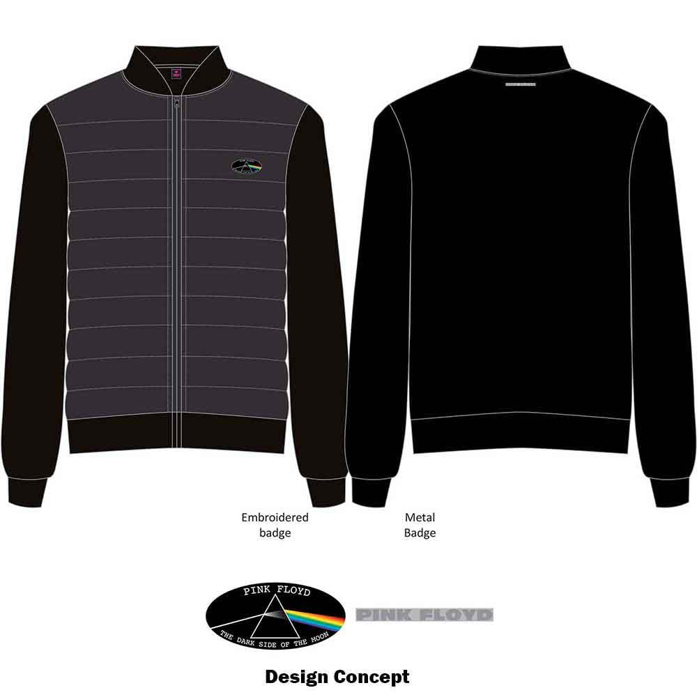 Pink Floyd Unisex Quilted Jacket: Dark Side of the Moon Oval (Black)