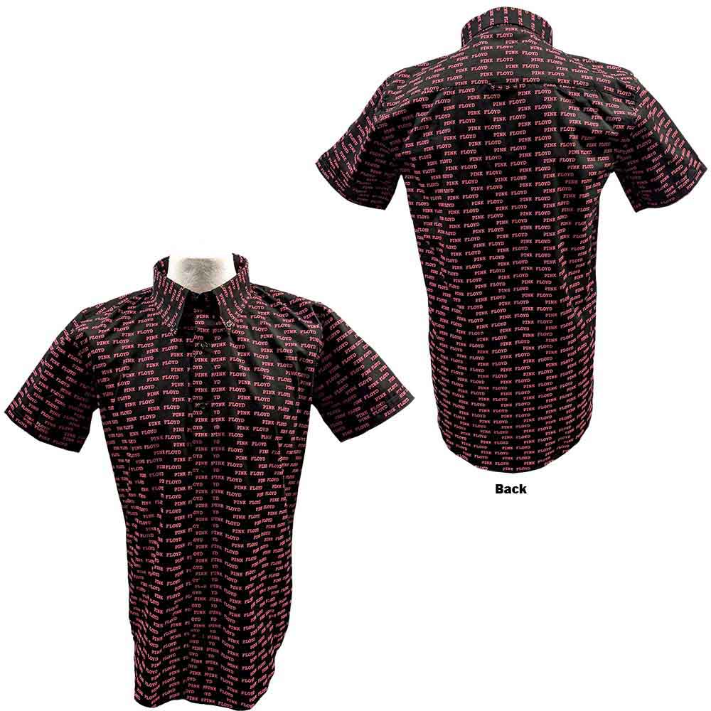 Pink Floyd Unisex Casual Shirt: Courier Pattern (Black) (All Over Print) (LOS)