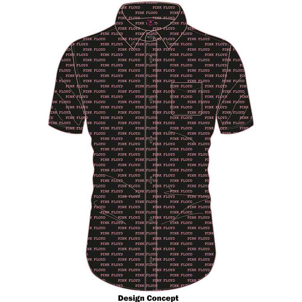 Pink Floyd Unisex Casual Shirt: Courier Pattern (Black) (All Over Print) (LOS)
