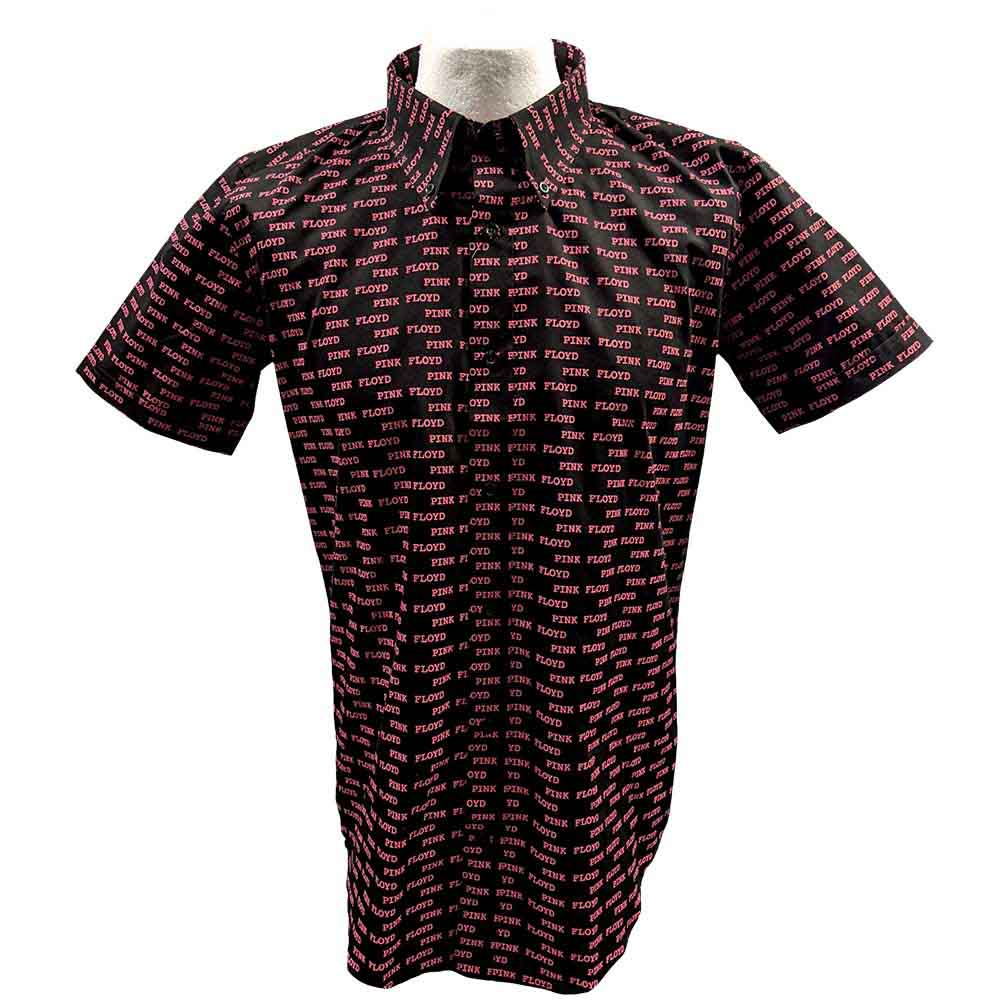 Pink Floyd Unisex Casual Shirt: Courier Pattern (Black) (All Over Print) (LOS)
