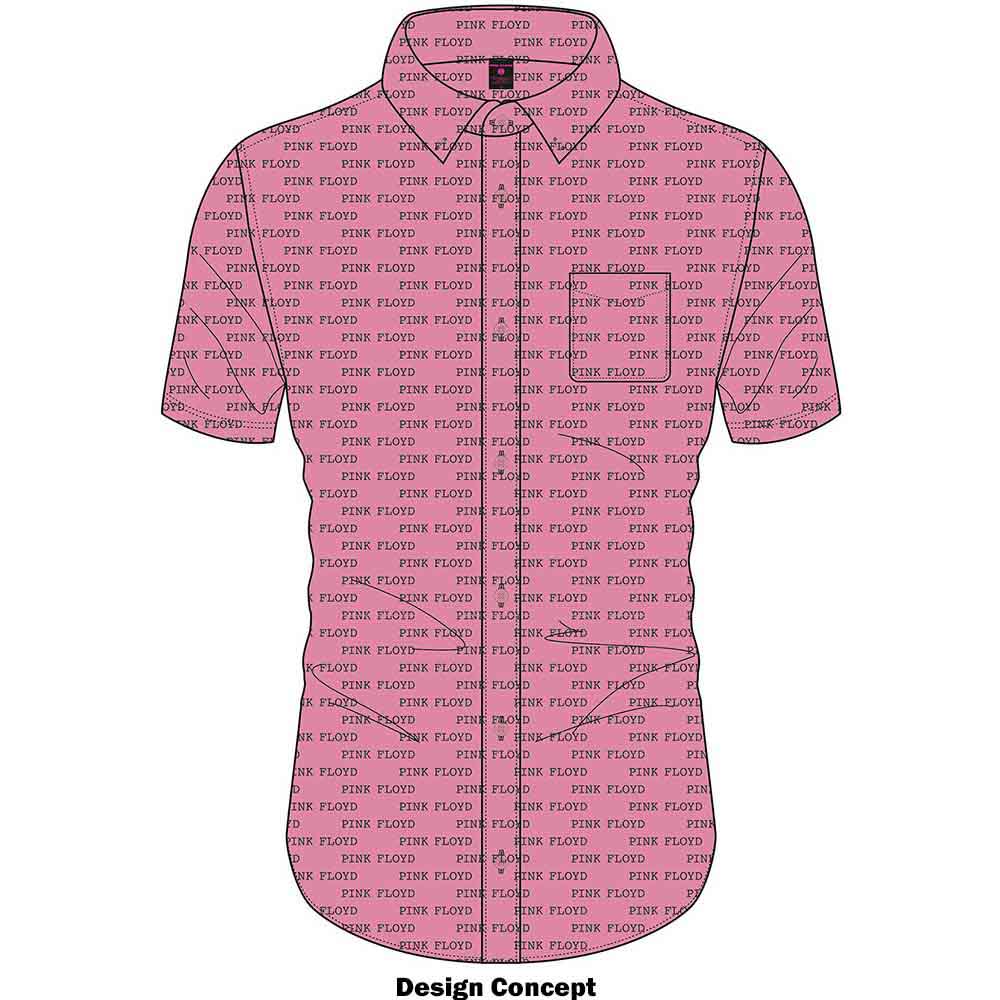 Pink Floyd Unisex Casual Shirt: Courier Pattern (Pink) (All Over Print) (LOS)