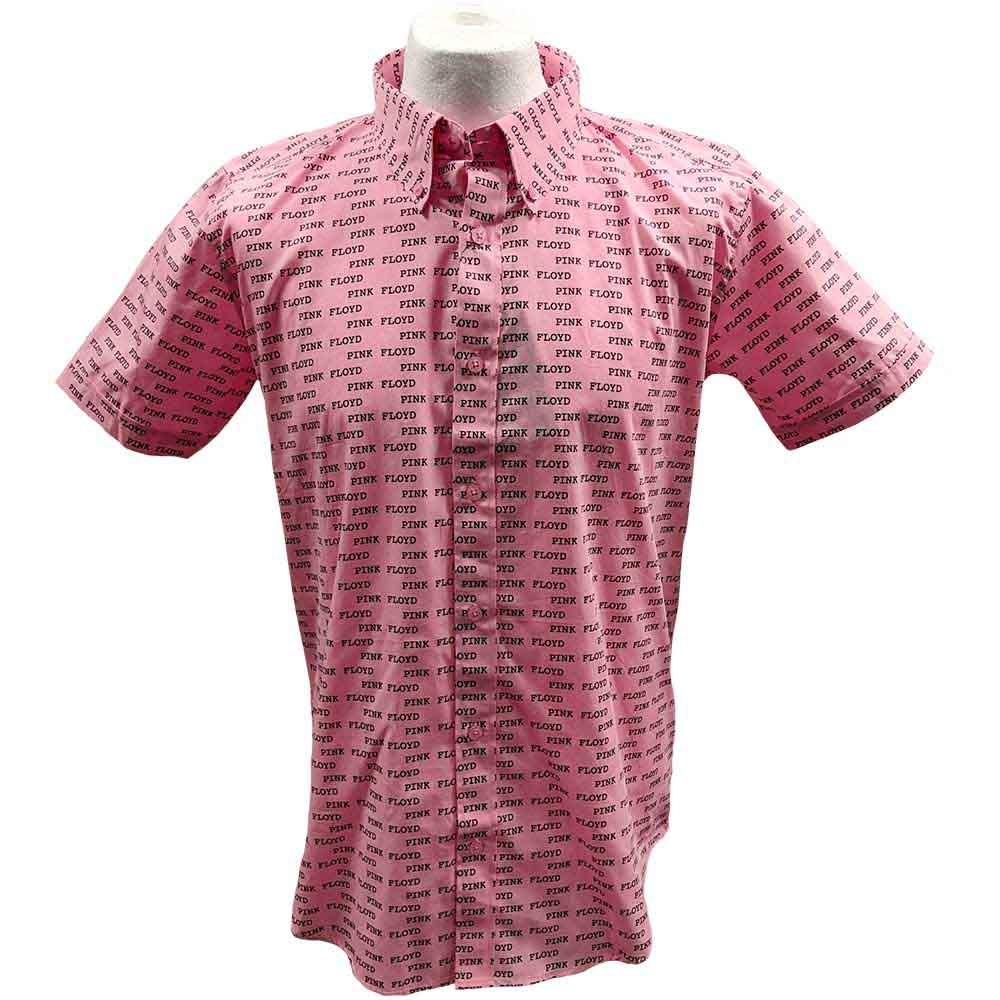 Pink Floyd Unisex Casual Shirt: Courier Pattern (Pink) (All Over Print) (LOS)