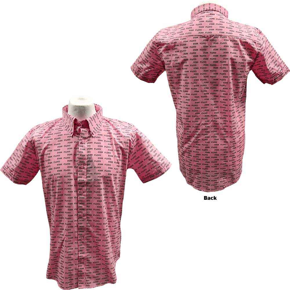 Pink Floyd Unisex Casual Shirt: Courier Pattern (Pink) (All Over Print) (LOS)