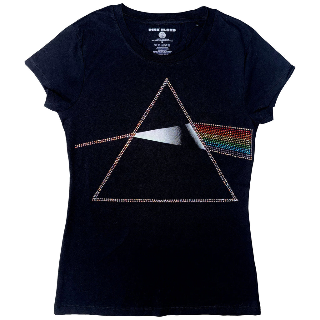 Pink Floyd Ladies T-Shirt: Dark Side of the Moon (Black) (Embellished)