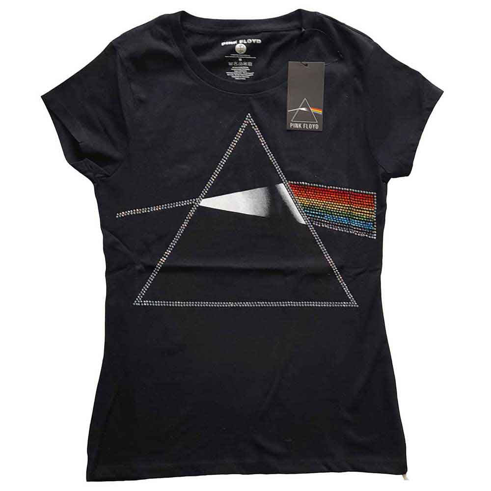 Pink Floyd Ladies T-Shirt: Dark Side of the Moon (Black) (Embellished)