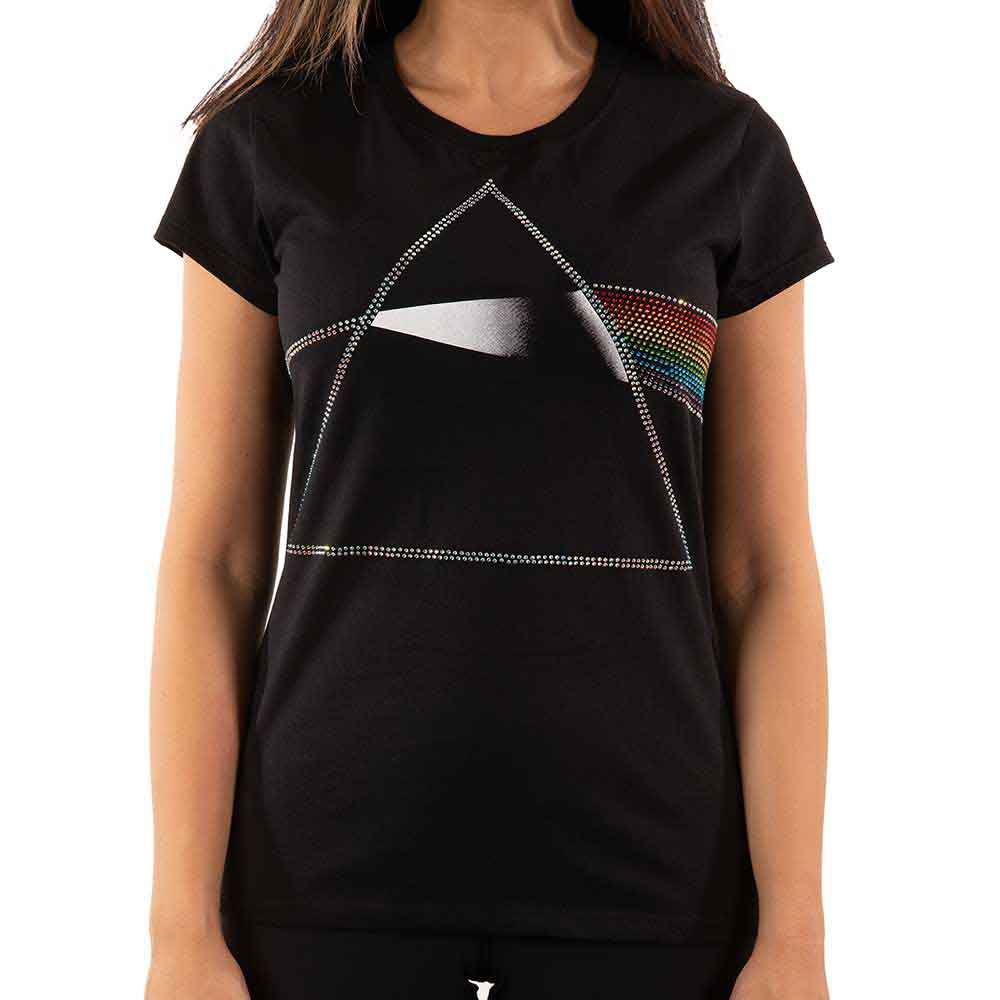 Pink Floyd Ladies T-Shirt: Dark Side of the Moon (Black) (Embellished)