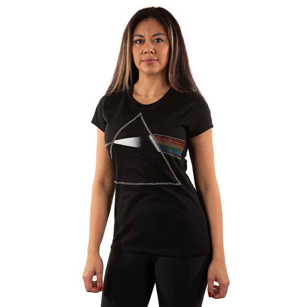 Pink Floyd Ladies T-Shirt: Dark Side of the Moon (Black) (Embellished)