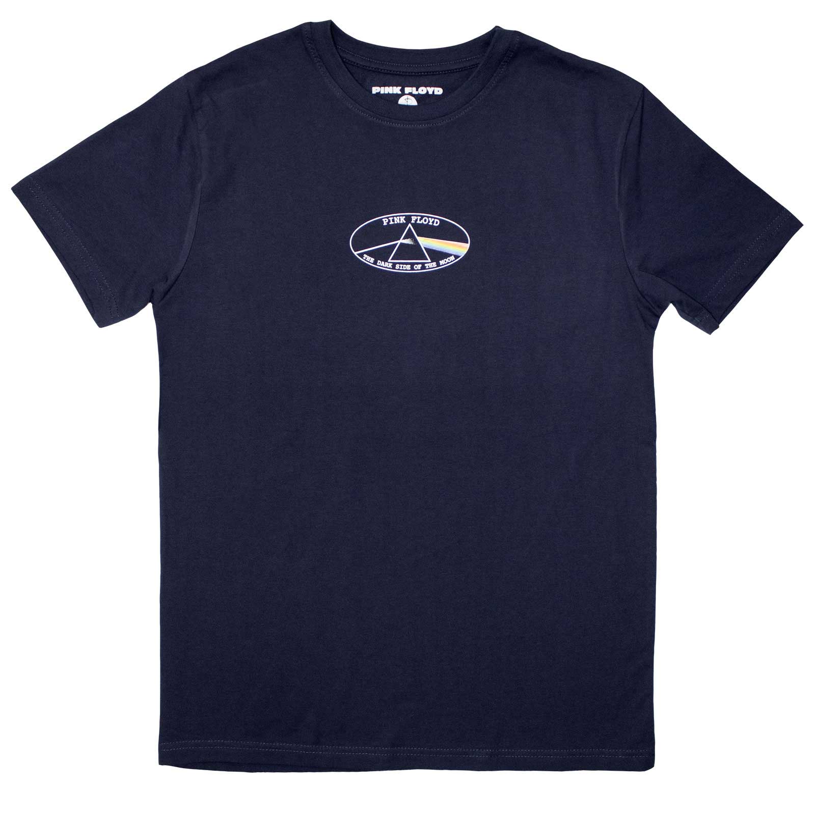 Pink Floyd Unisex T-Shirt: Mini Dark Side of The Moon Oval (Navy Blue)