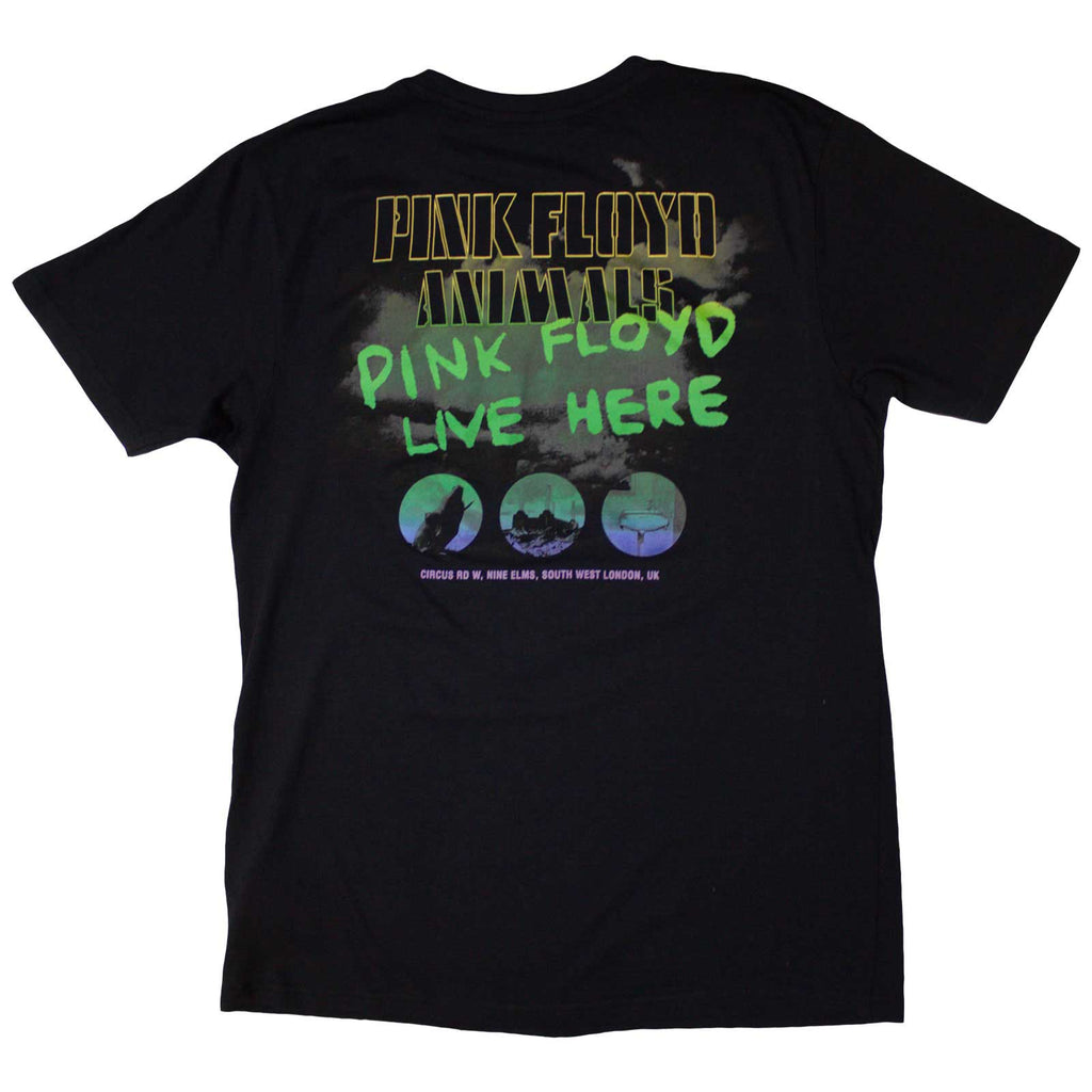 Pink Floyd Unisex T-Shirt: Animals Rainbow Photo (Black) (Back Print)