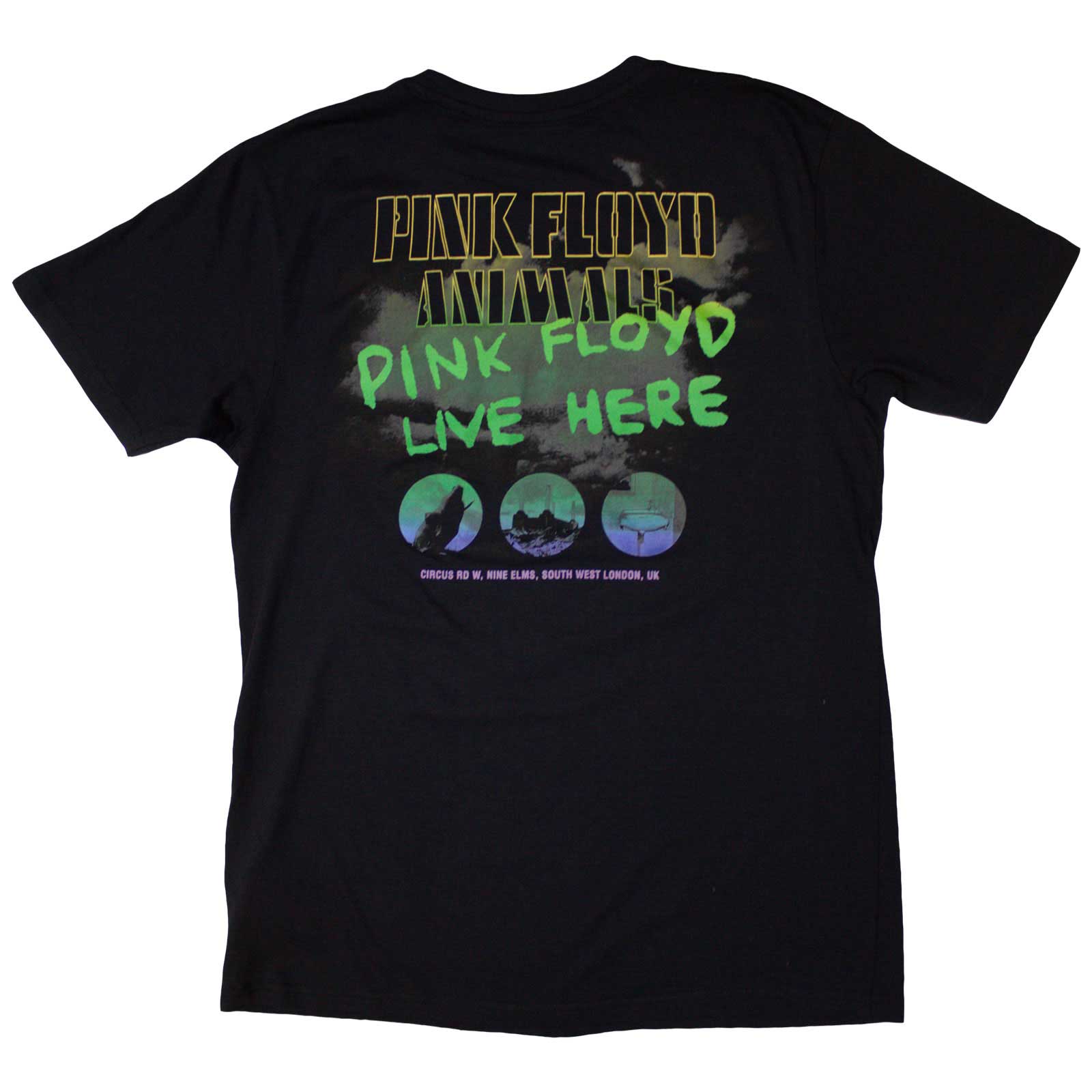 Pink Floyd Unisex T-Shirt: Animals Rainbow Photo (Black) (Back Print)