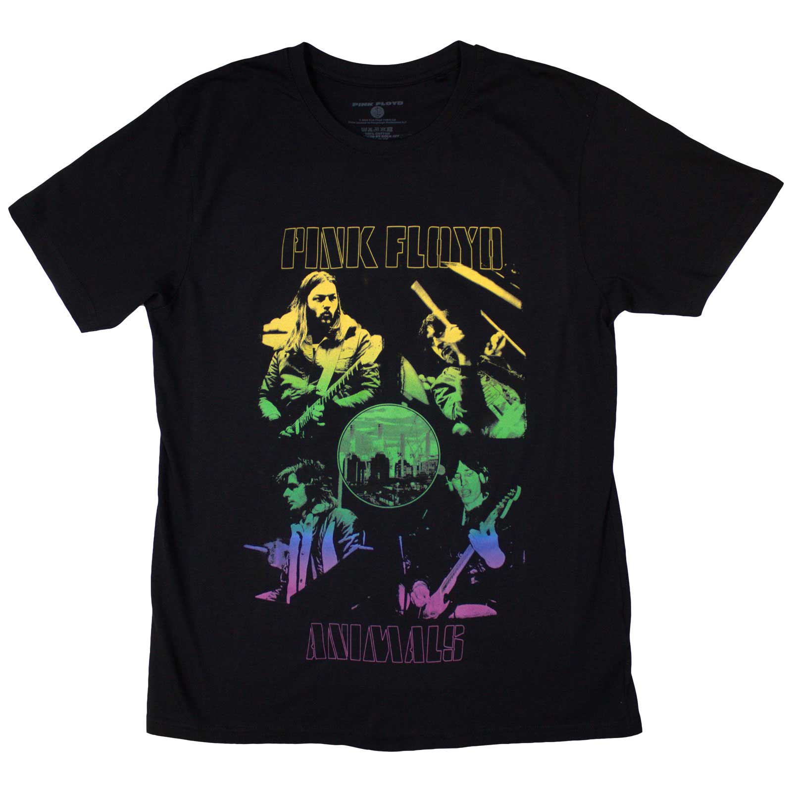 Pink Floyd Unisex T-Shirt: Animals Rainbow Photo (Black) (Back Print)