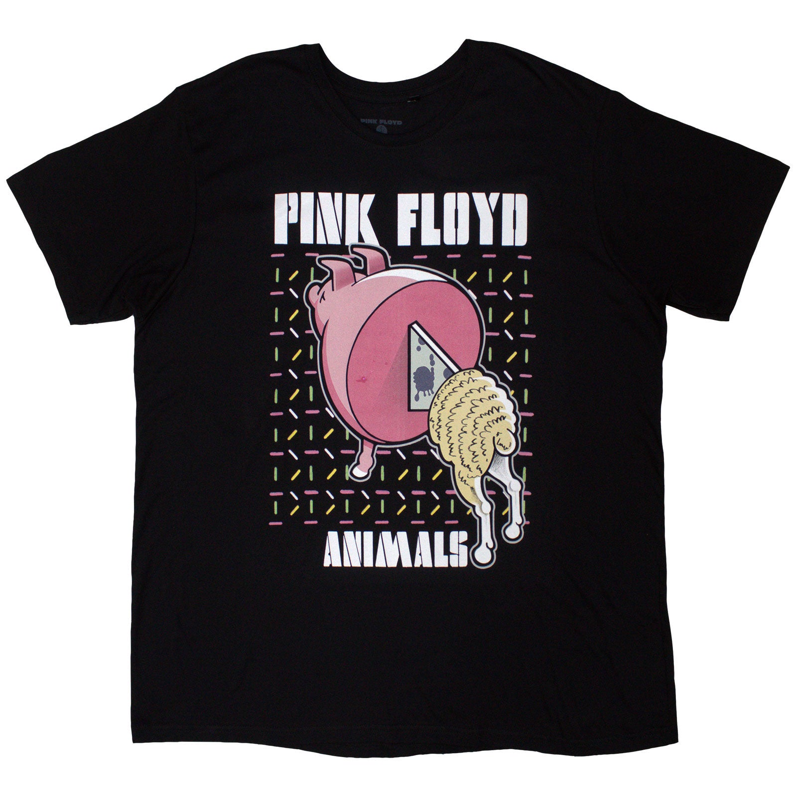 Pink Floyd Unisex T-Shirt: Animals Cartoons (Black) (Back Print)