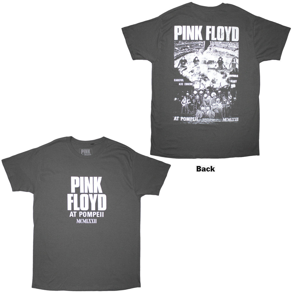 Pink Floyd Unisex T-Shirt: Pompeii Collage (Charcoal Grey) (Back Print)