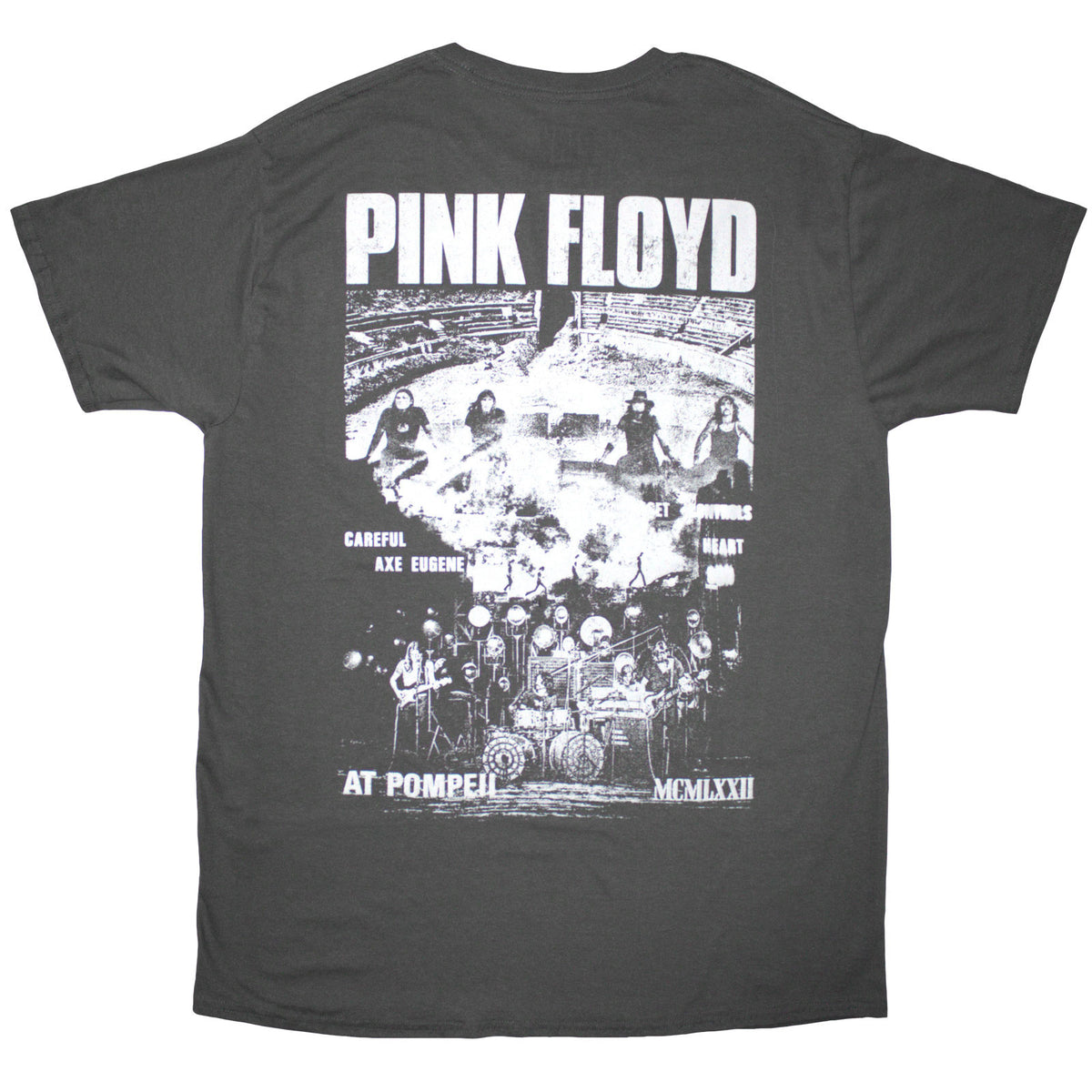 Pink Floyd Unisex T-Shirt: Pompeii Collage (Charcoal Grey) (Back Print)