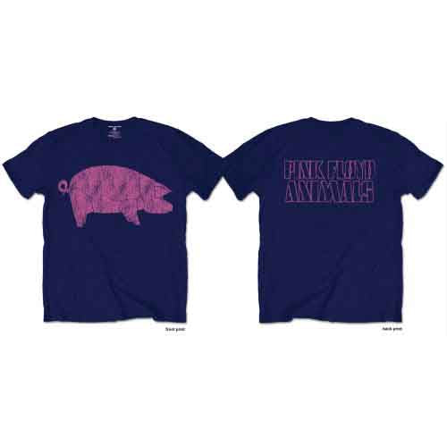 Pink Floyd Unisex T-Shirt: AWBDG (Navy Blue) (Back Print)