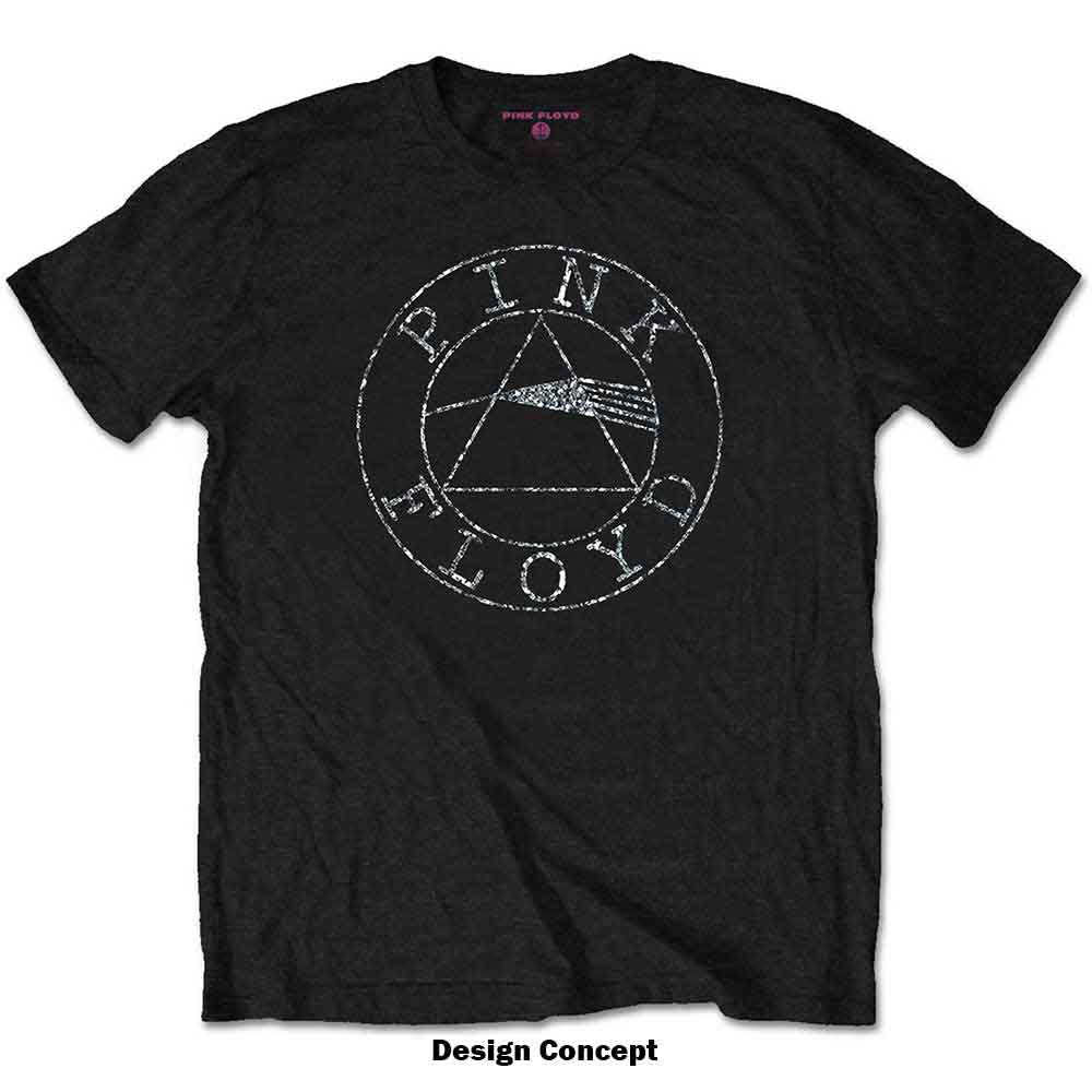 Pink Floyd Unisex T-Shirt: Circle Logo (Black) (Embellished)