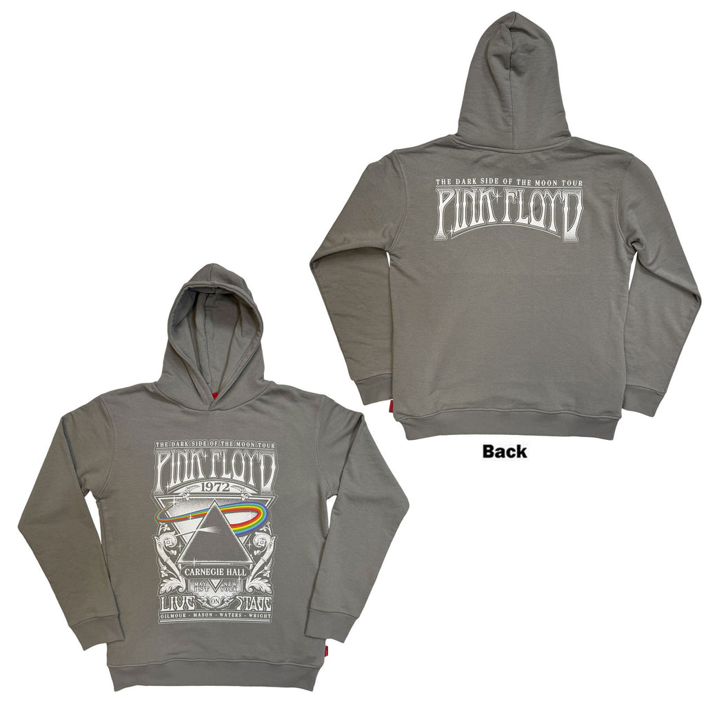 Pink Floyd Unisex Unplugged Pullover Hoodie: Carnegie Hall Poster (Grey) (Back Print)