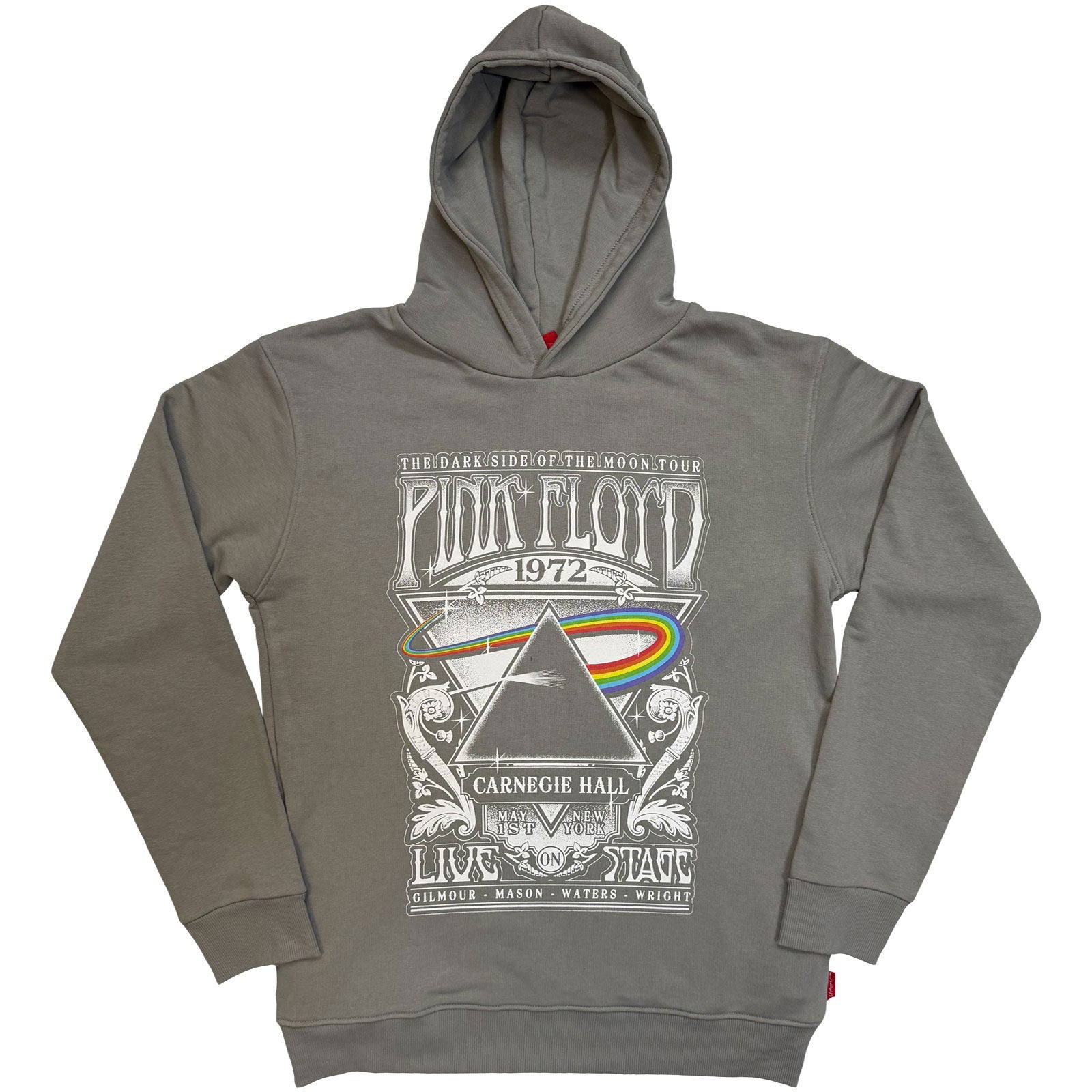Pink Floyd Unisex Unplugged Pullover Hoodie: Carnegie Hall Poster (Grey) (Back Print)