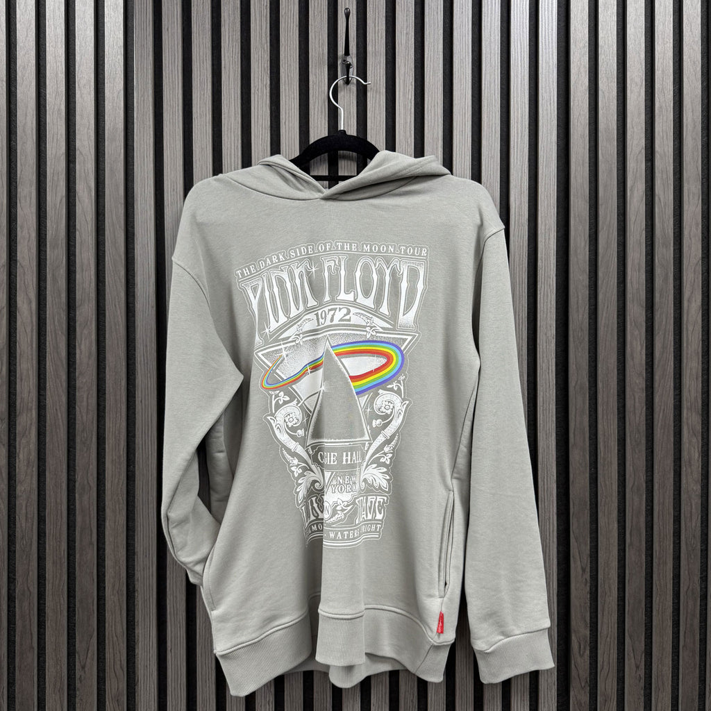Pink Floyd Unisex Unplugged Pullover Hoodie: Carnegie Hall Poster (Grey) (Back Print)
