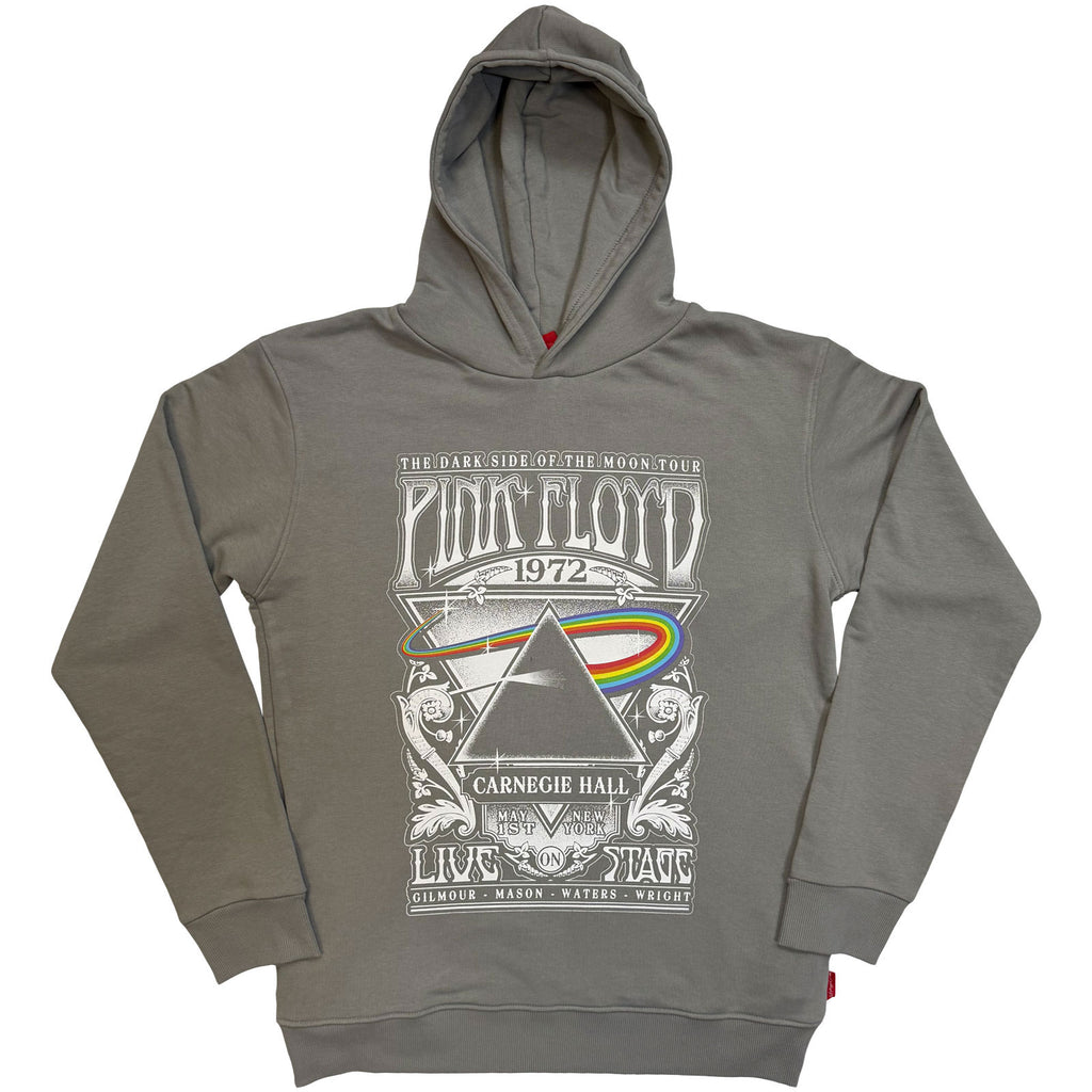 Pink Floyd Unisex Unplugged Pullover Hoodie: Carnegie Hall Poster (Grey) (Back Print)