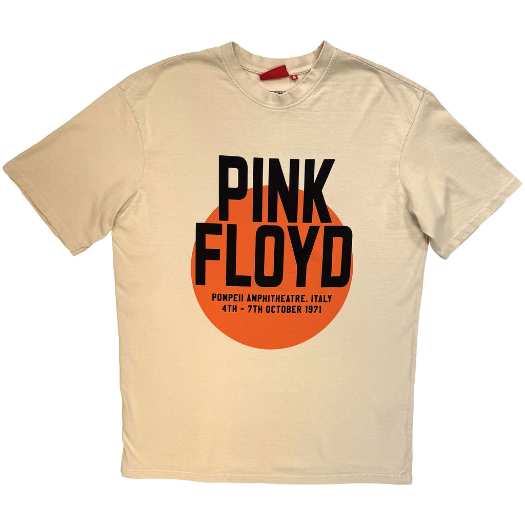 Pink Floyd Unisex Unplugged T-Shirt: Pompeii Circle Wash (Sand) (Back Print)