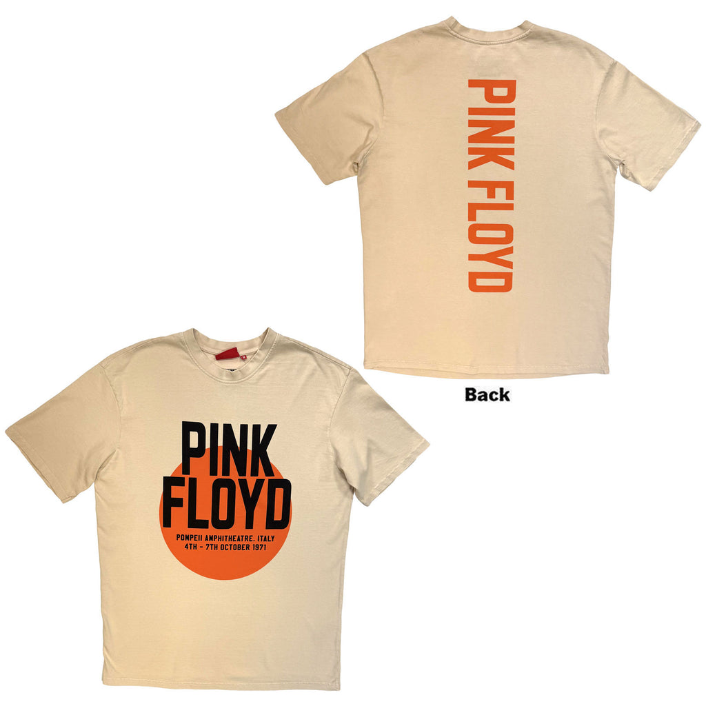 Pink Floyd Unisex Unplugged T-Shirt: Pompeii Circle Wash (Sand) (Back Print)