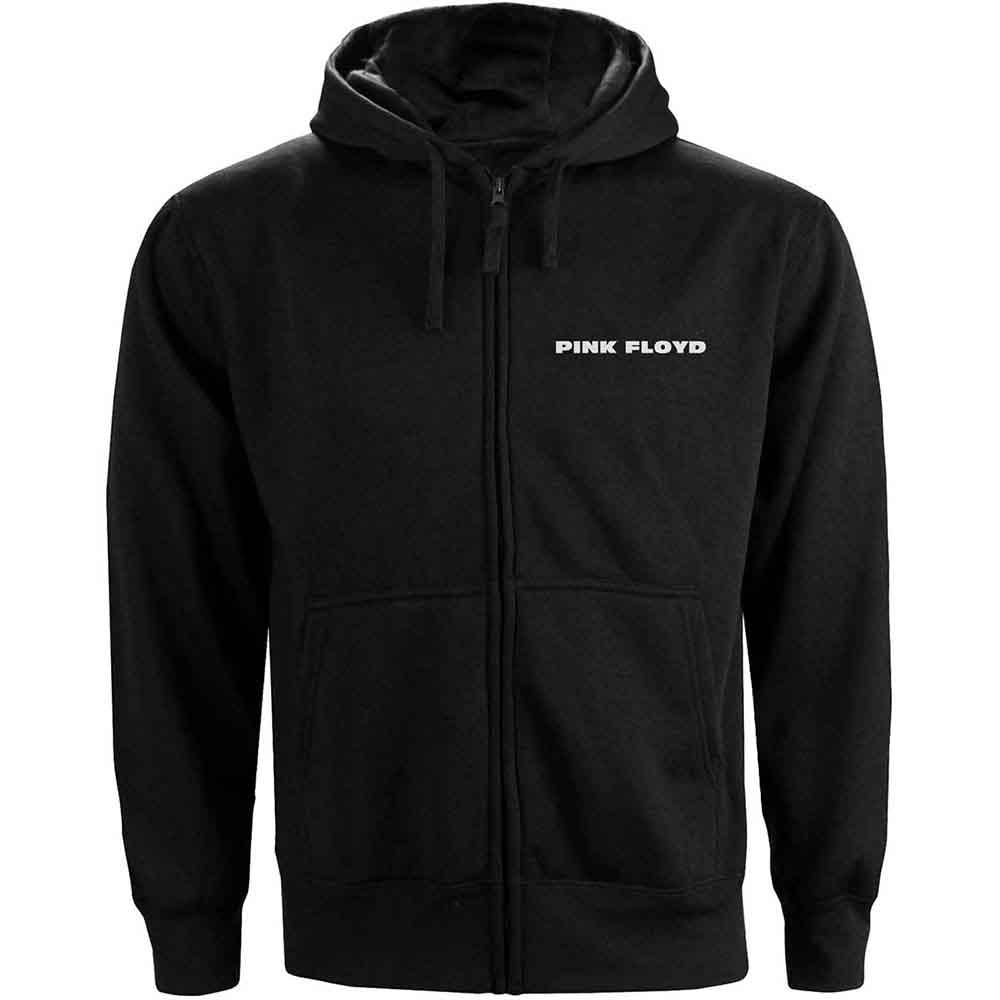 Pink Floyd Ladies Zipped Hoodie: Circle Logo (Black) (Back Print)