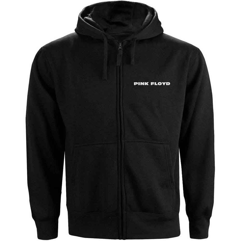 Pink Floyd Unisex Zipped Hoodie: Circle Logo (Black) (Back Print)