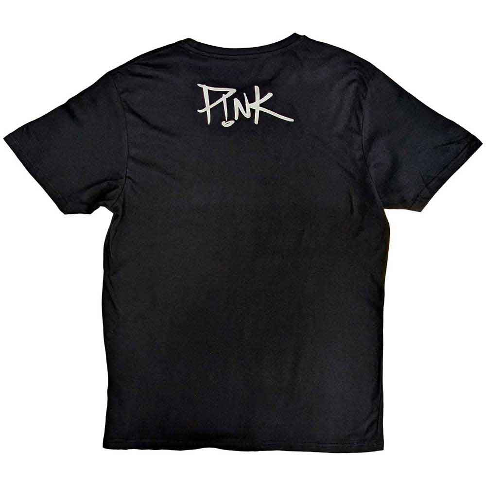 Pink Unisex T-Shirt: Wink (Black) (Back Print)