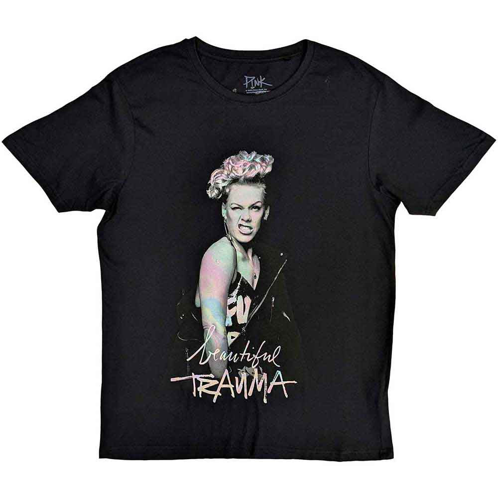 Pink Unisex T-Shirt: Wink (Black) (Back Print)