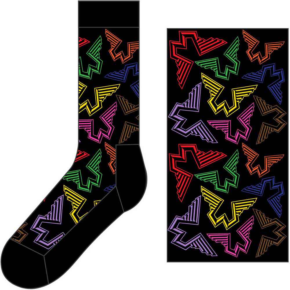 Paul McCartney Unisex Ankle Socks: Wings Logos (Black) (UK Size 7 - 11)