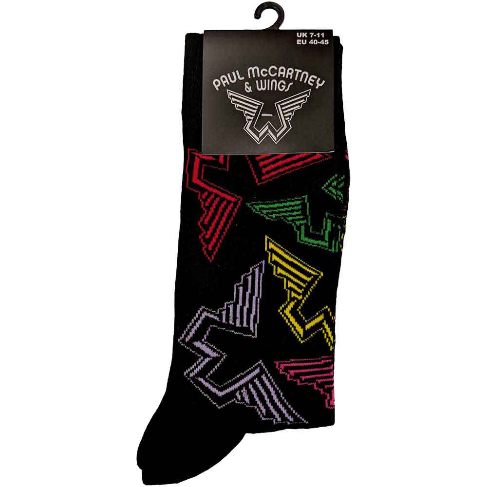 Paul McCartney Unisex Ankle Socks: Wings Logos (Black) (UK Size 7 - 11)