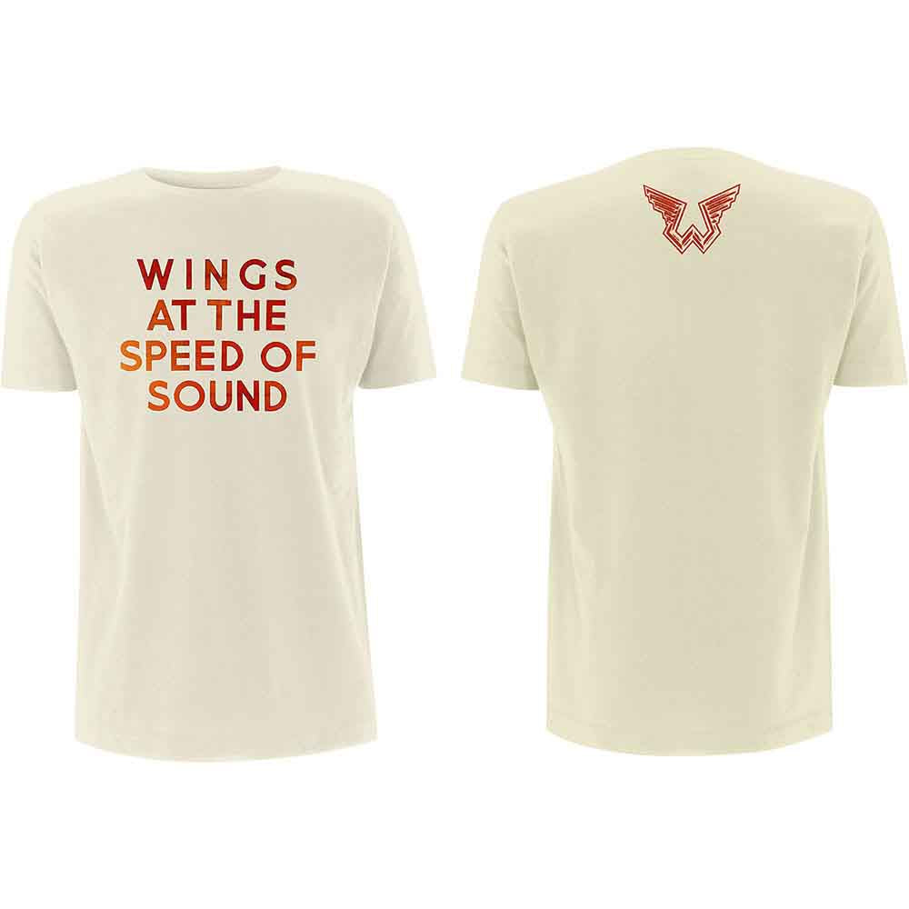 Paul McCartney Unisex T-Shirt: Wings at the Speed of Sound (Sand) (Back Print)