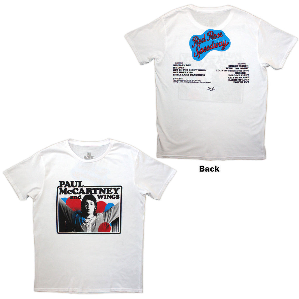 Paul McCartney Unisex T-Shirt: Photo Rose (White) (Back Print)